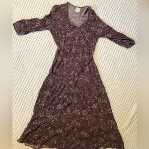 Knox Rose, purple floral long sleeve wrap dress, size medium